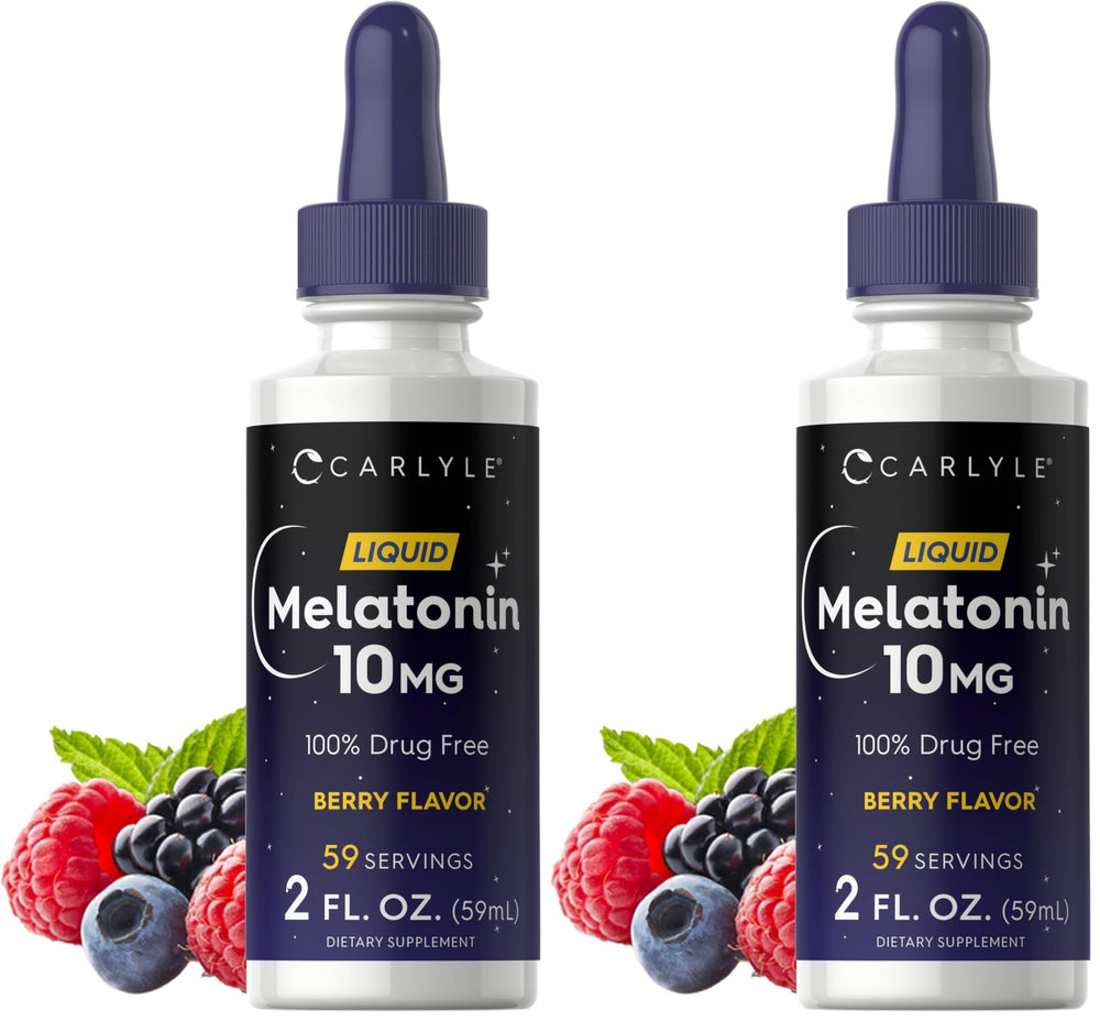 Carlyle Melatonin 10mg Berry Liquid Drops bottle—pack of 2, front view