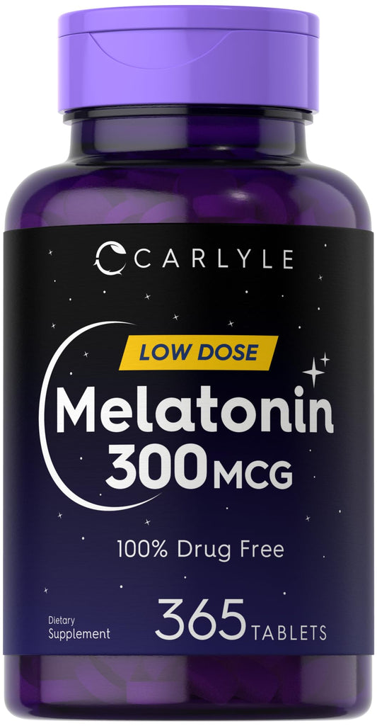Carlyle Melatonin 300 mcg bottle with 365 tablets