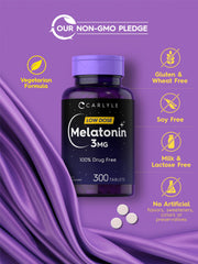 Ingredient list and quality seals for Carlyle Melatonin