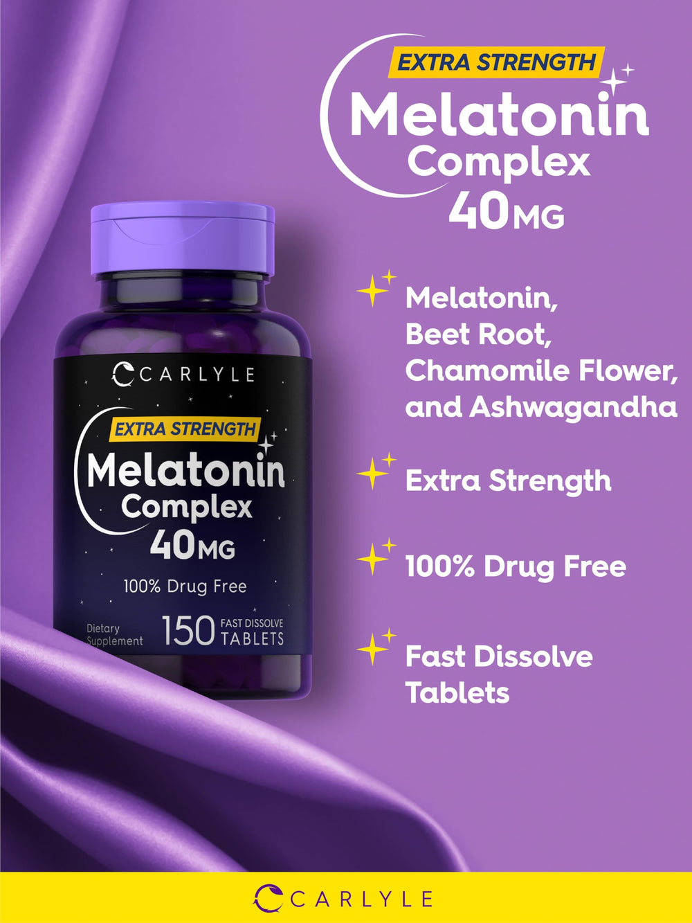 Fast-dissolve melatonin tablets in bottle