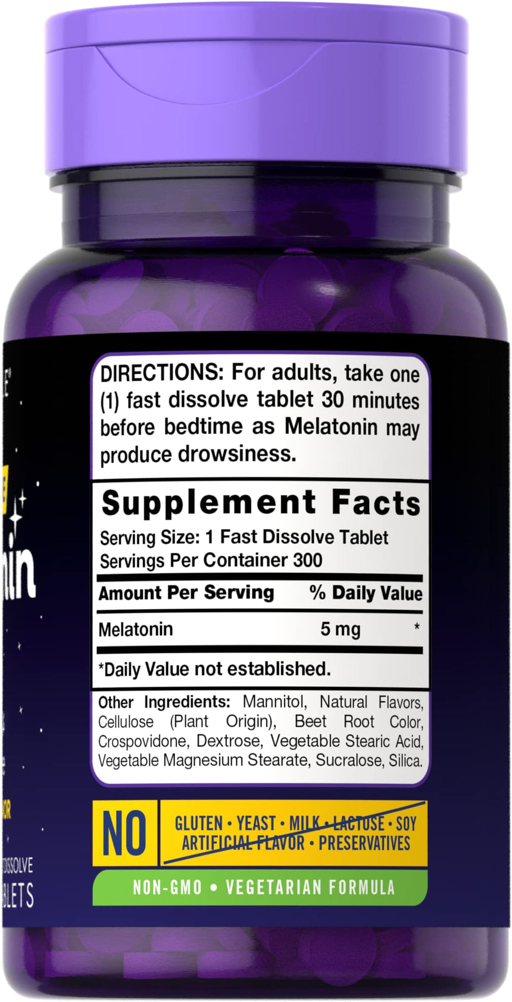 Carlyle Melatonin 5 mg fast dissolve berry flavor label