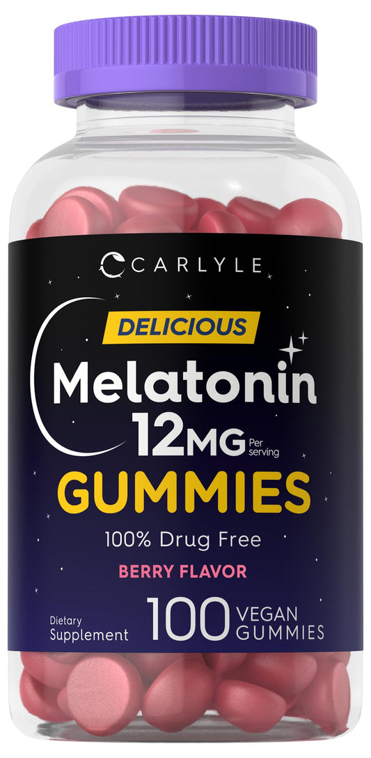 Carlyle Melatonin Gummies 12mg Berry Flavor bottle front view