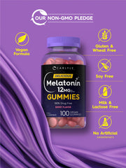 Nutrition and ingredients for Carlyle Melatonin Gummies 12mg Berry