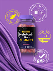 Supplement facts for Carlyle Melatonin Gummies 12mg Berry