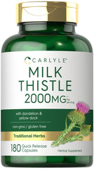 Hero image of Carlyle Milk Thistle 2000mg bottle with 180 capsules