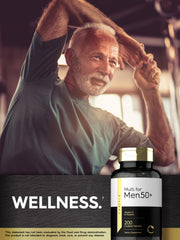 Box and bottle packaging of Carlyle Men 50+ multivitamin
