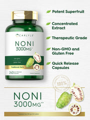 Back view of Carlyle Noni bottle with supplement facts