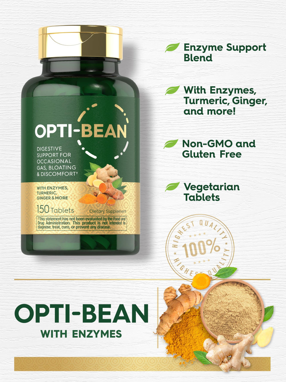 Illustration of Opti-Bean enzyme blend and herbal complex