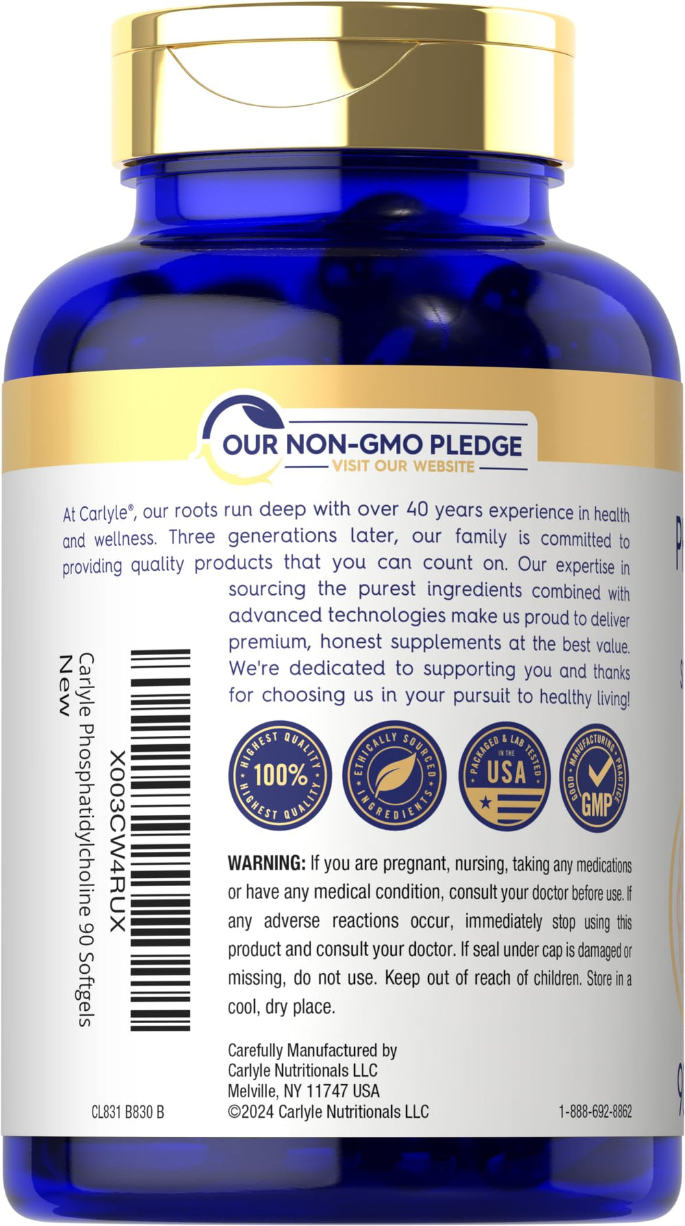 Quick-release capsules of Carlyle Phosphatidyl Choline supplement