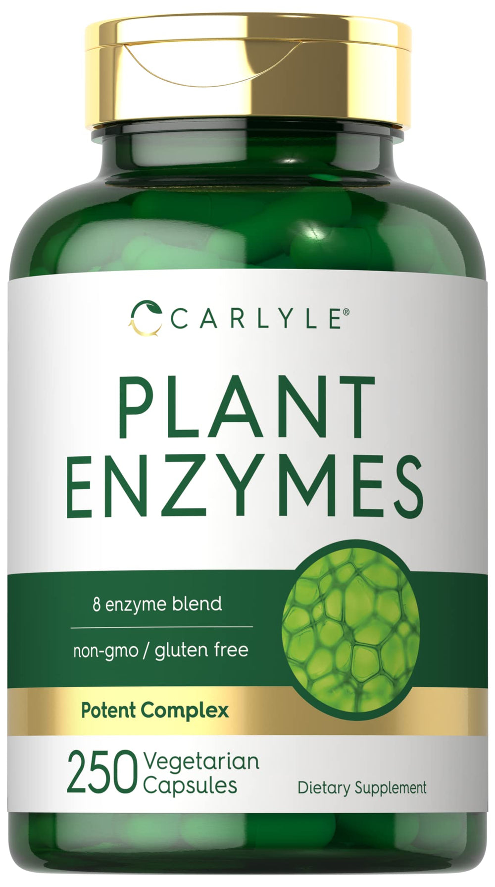 Bottle of Carlyle Plant Enzymes with 250 capsules