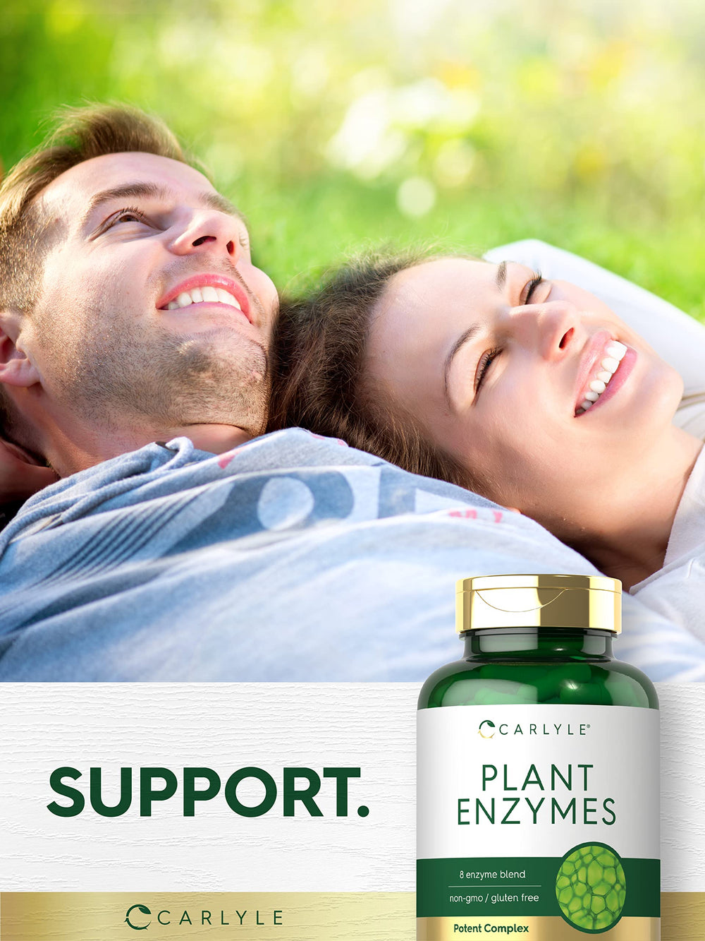 Usage shot showing Carlyle Plant Enzymes capsules