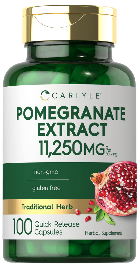 Carlyle Pomegranate Extract 11250mg 100 capsules bottle close-up