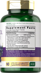 Product packaging: Carlyle Resveratrol 1800mg - 180 capsules