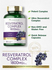 Close-up of Carlyle Resveratrol 1800mg label