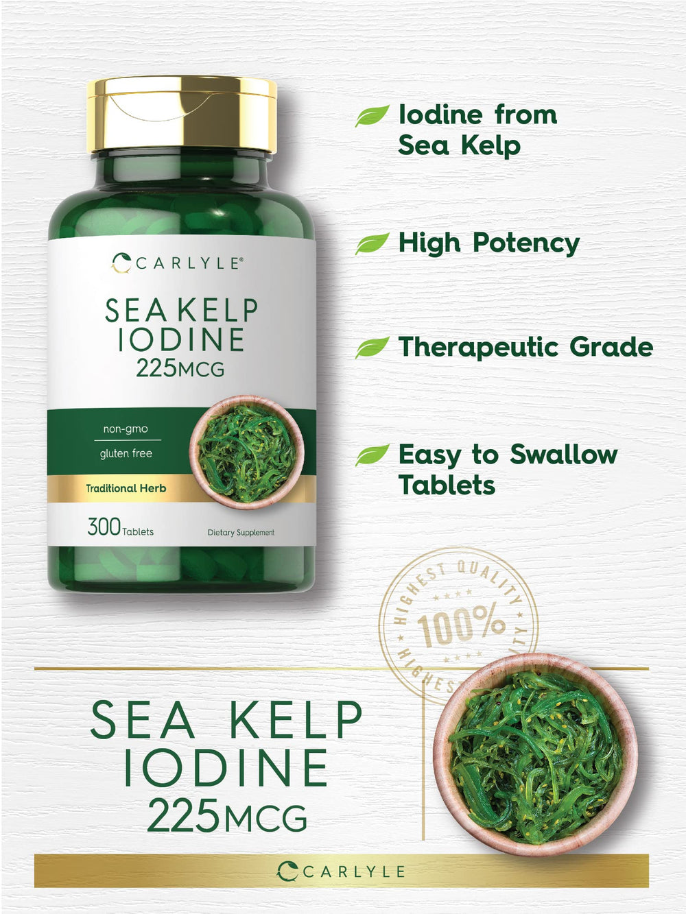 Carlyle Sea Kelp iodine supplement bottle on white background