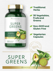 Bottle cap and product packaging for Carlyle Super Greens