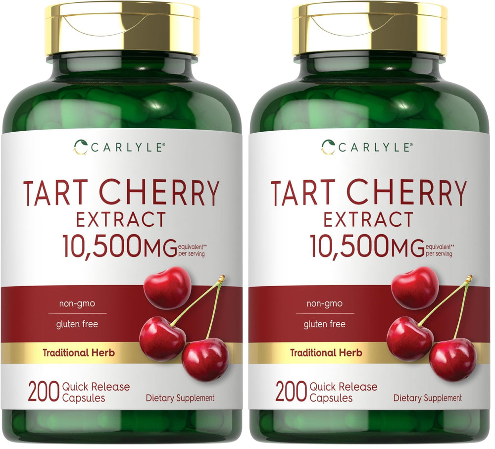 Carlyle Tart Cherry Capsules bottle on counter for daily use.