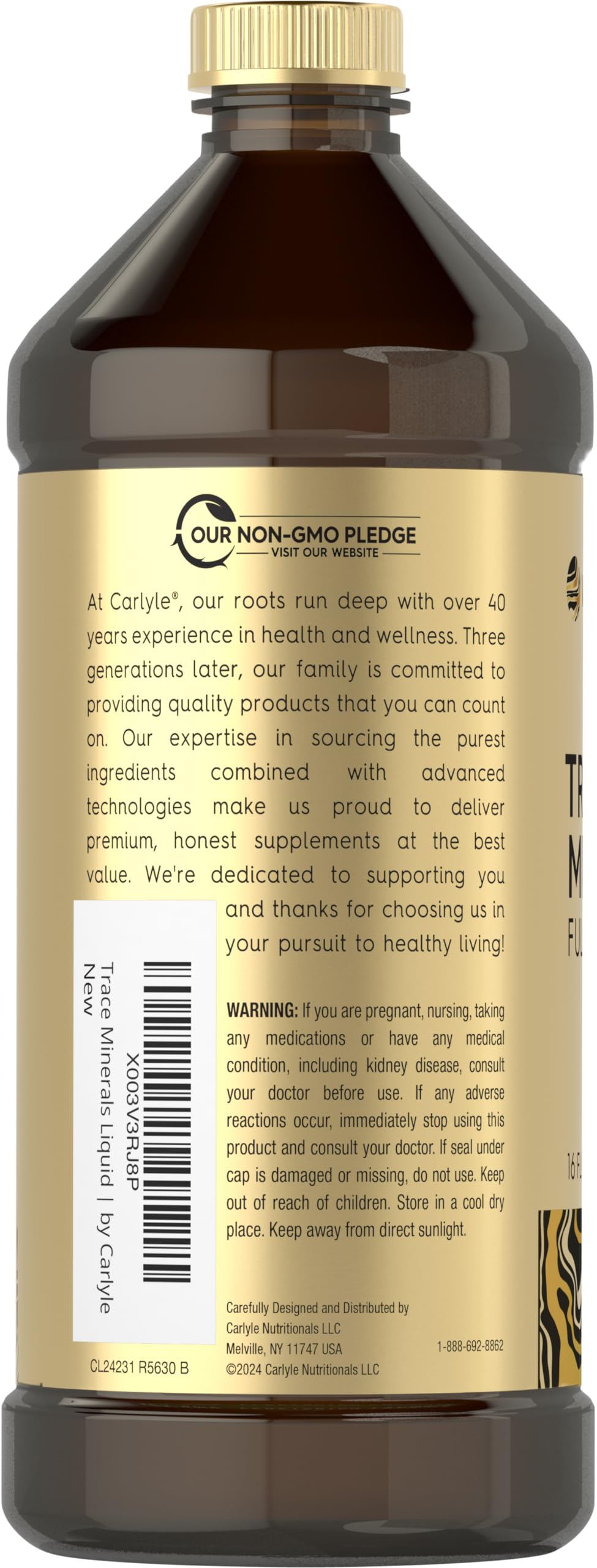 Ingredients panel for Carlyle Trace Minerals Liquid Supplement
