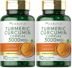 Carlyle Turmeric Curcumin 3000mg bottle with Bioperine label