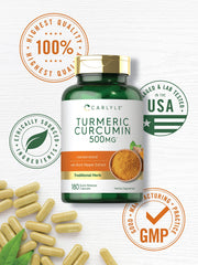 Gluten-free turmeric curcumin product label