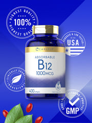 Ingredients panel for Carlyle Vitamin B12 1000 mcg Absorbable Softgels