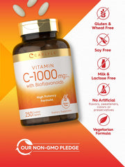 Vitamin C bottle front with Carlyle label