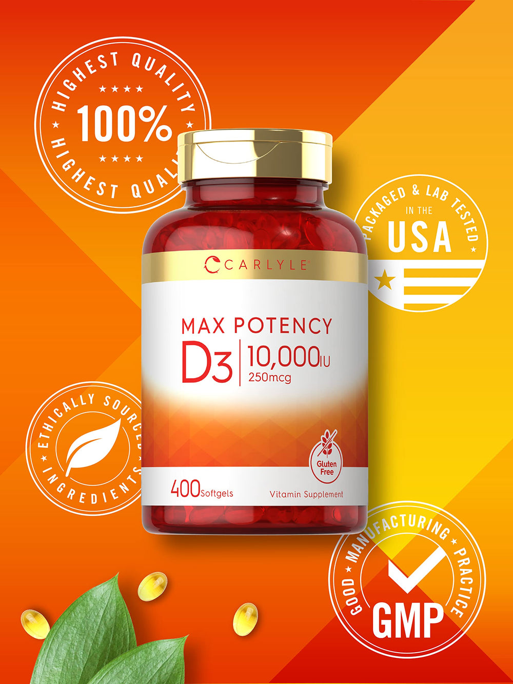 Pack of two Carlyle Vitamin D3 bottles