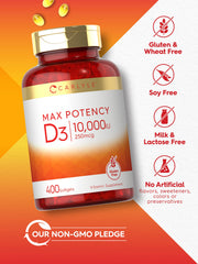 Supplement facts panel for Carlyle Vitamin D3 10,000 IU