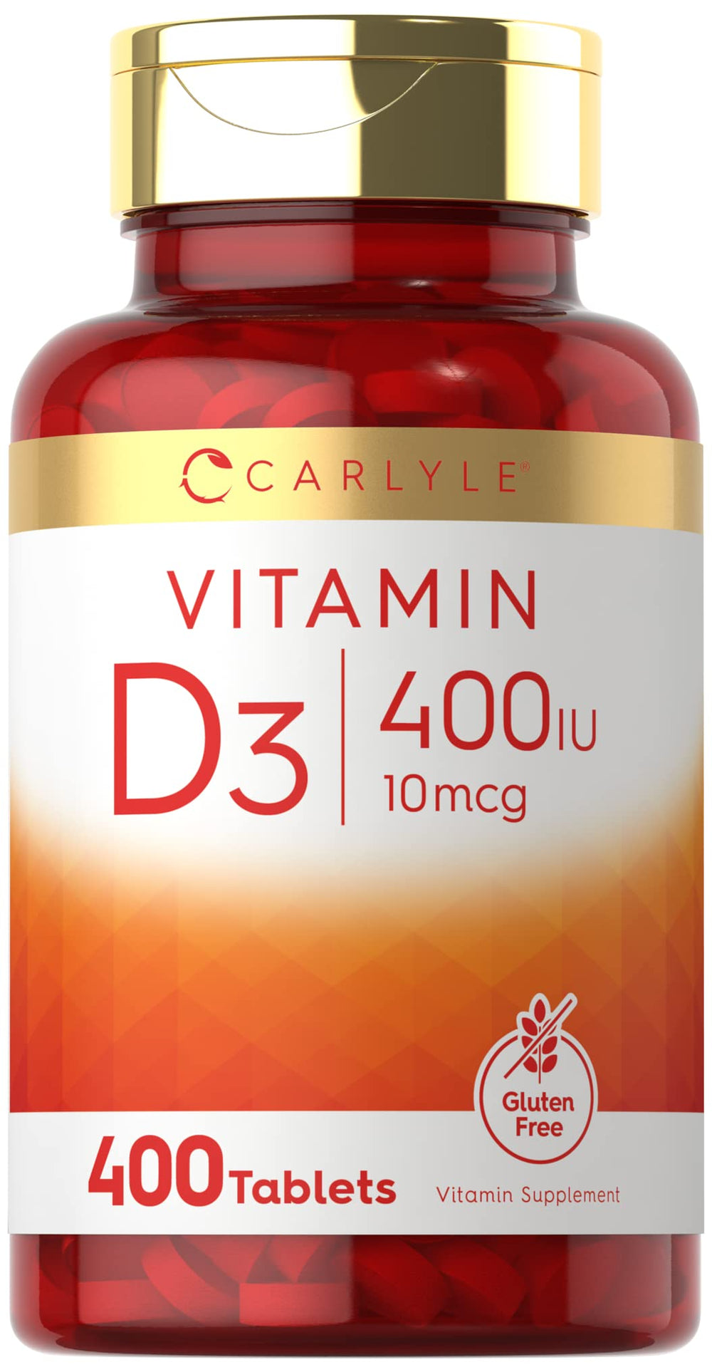 Carlyle Vitamin D3 400 IU bottle label showing 400 IU per serving