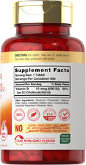 Close-up of Carlyle Vitamin D3 400 IU vegetarian tablets