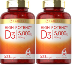 Carlyle Vitamin D3 5000 IU softgels bottle front view