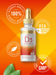 D3 liquid drops being dispensed from a dropper