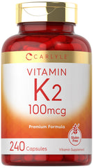 Bottle of Carlyle Vitamin K2 100 mcg MK-4 240 capsules
