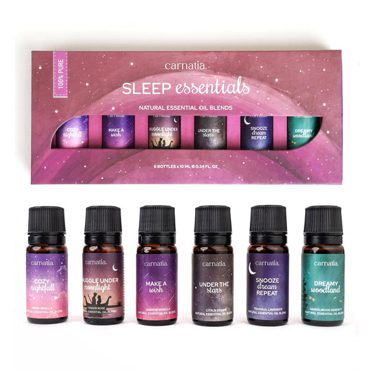 Carnatia Sleep Essentials gift set packaging and bottle display