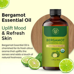 USDA Organic Bergamot Essential Oil seal on bottle