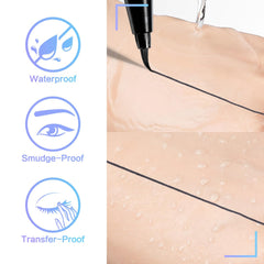 CARSLAN waterproof smudgeproof eyeliner swatch emphasizing long-lasting color in humidity.