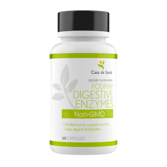 Casa de Sante FODMAP Digestive Enzymes bottle label on white