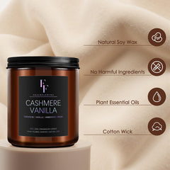 7oz soy wax candle burning with Cashmere Vanilla fragrance