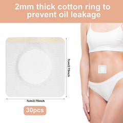 Close-up of a single belly button patch showing 7x7 cm size
