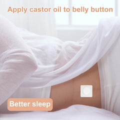 Anti-leakage design belly button patch in use with castor oil
