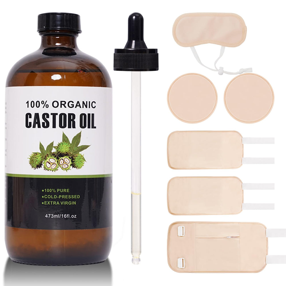 Organic castor oil in a dark glass bottle (16oz/473ml)