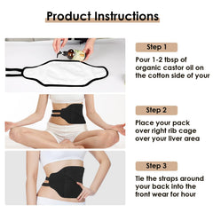 All pieces displayed from the 8-piece castor oil pack kit