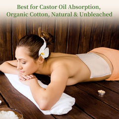 Castor oil pack setup with flannel