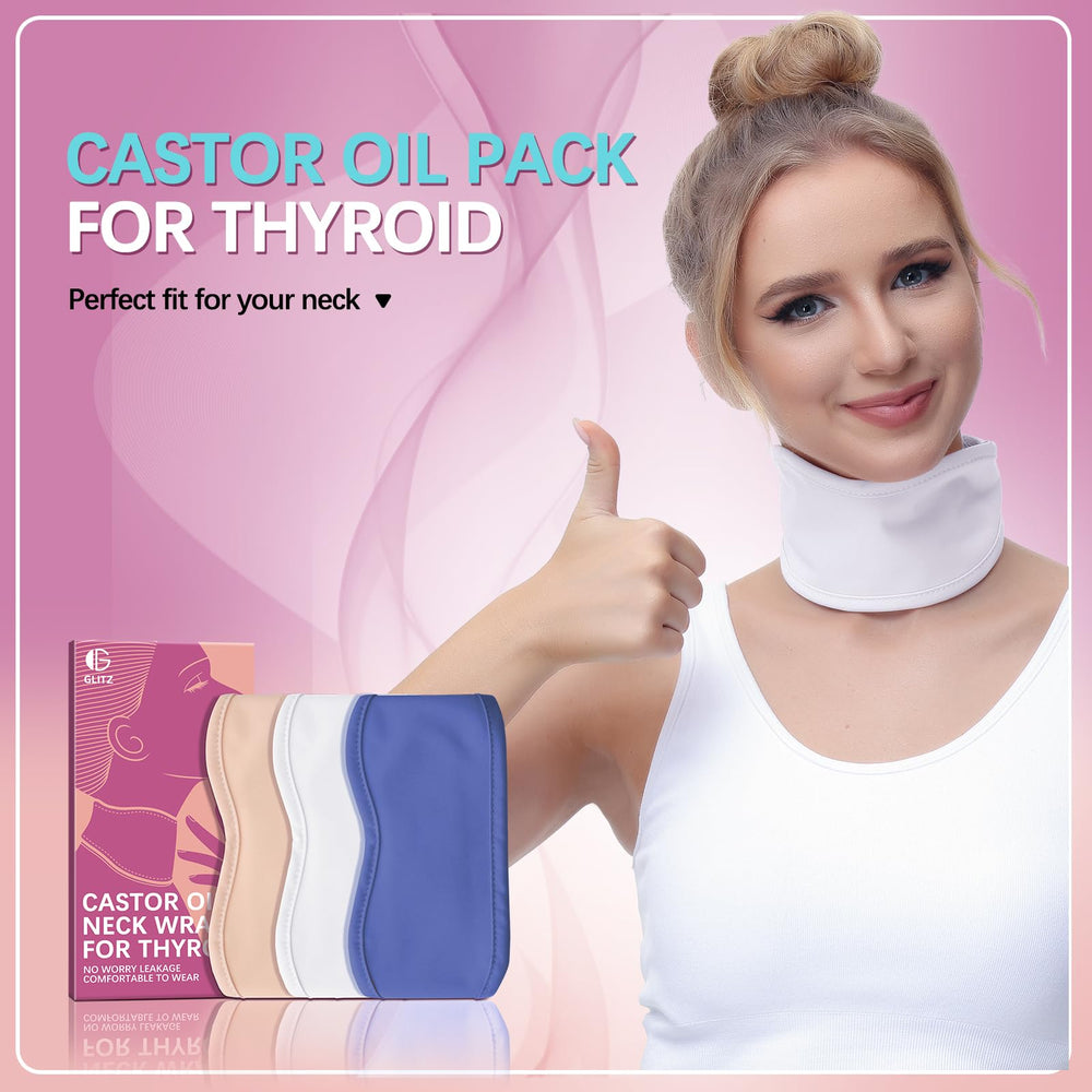 Reusable thyroid castor oil pack with clean, white appearance