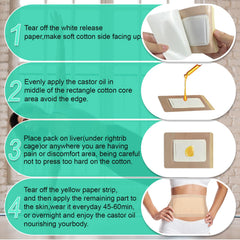 Castor oil patches suitable for abdomen, back and thighs