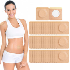 Belly button castor oil pack wrap patches laid out