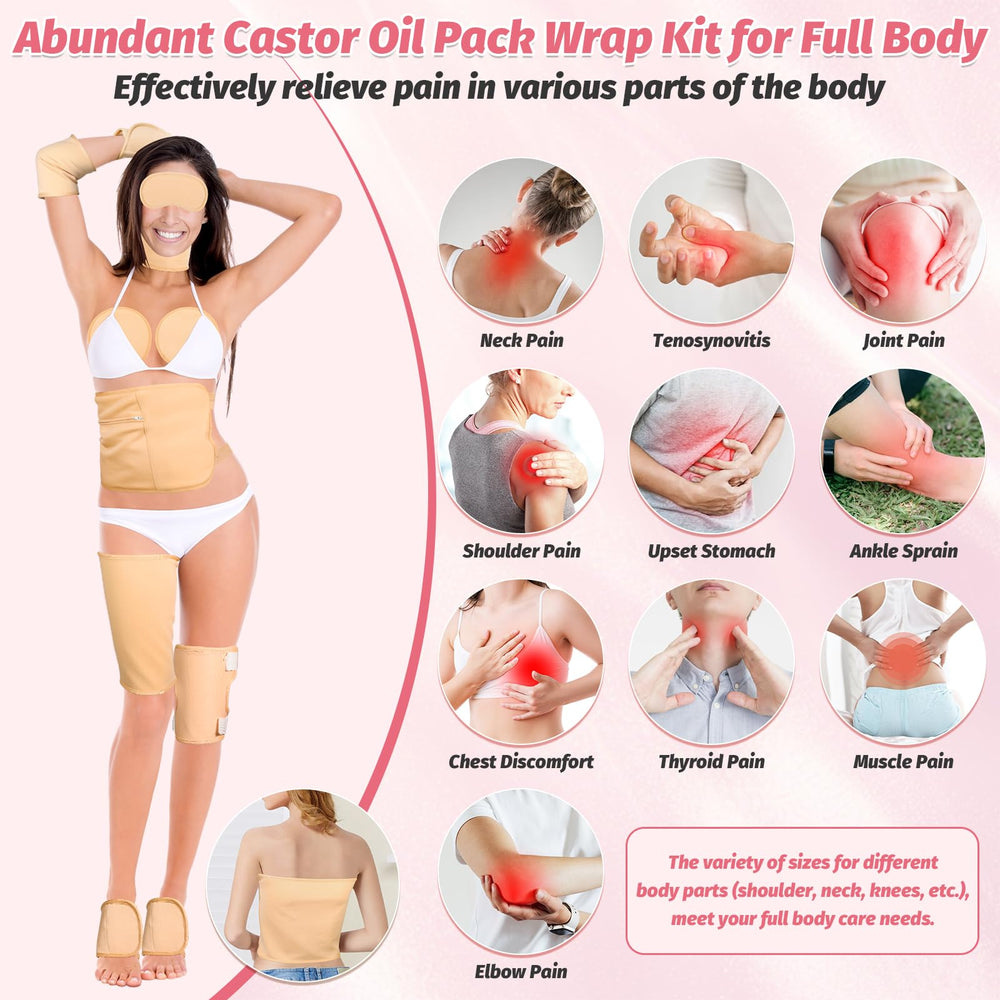 Stomach/waist castor oil wrap and neck wrap