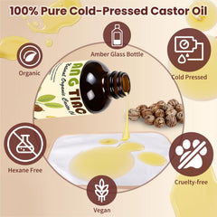 Organic castor oil bottle ready for use in the wrap kit