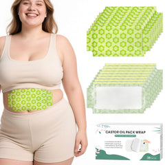 Box of 30 organic castor oil belly patches in disposable wrap