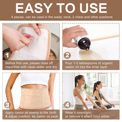Adjustable elastic strap on liver castor oil pack